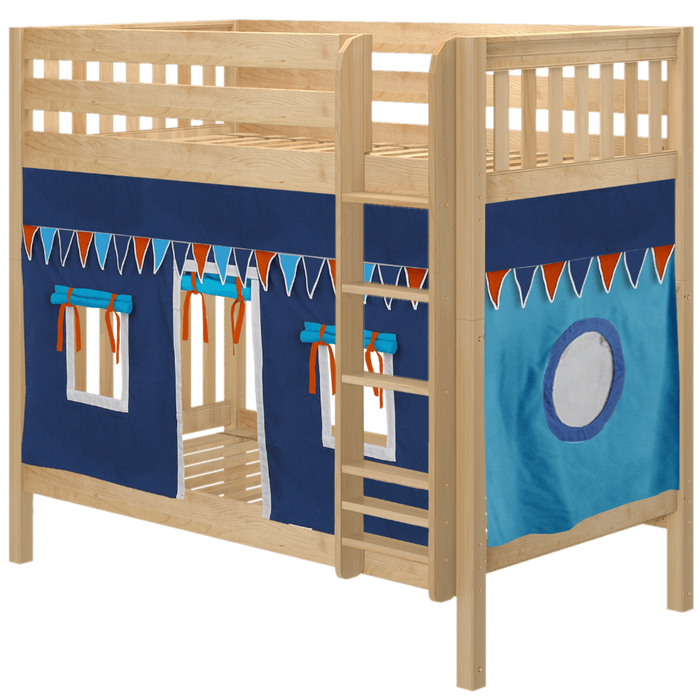 Maxtrix Twin High Bunk Bed with Straight Ladder + Curtain