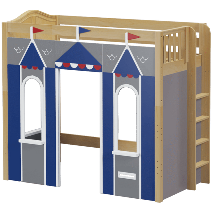 Maxtrix Twin High Loft Bed with Straight Ladder + Playhouse Panels