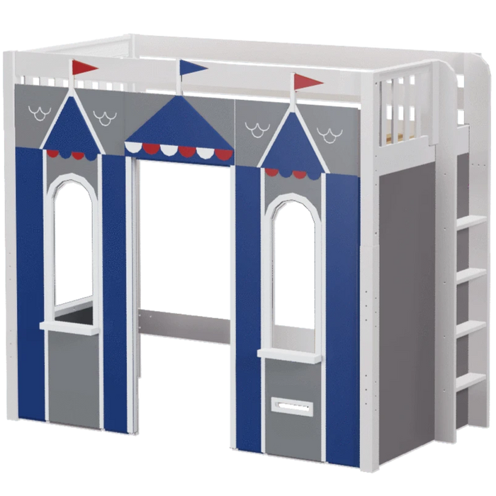 Maxtrix Twin High Loft Bed with Straight Ladder + Playhouse Panels