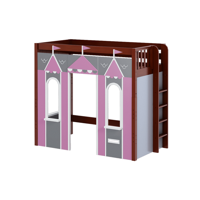 Maxtrix Twin High Loft Bed with Straight Ladder + Playhouse Panels