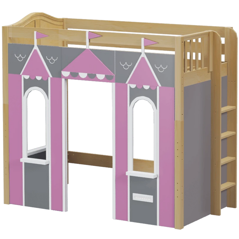 Maxtrix Twin High Loft Bed with Straight Ladder + Playhouse Panels