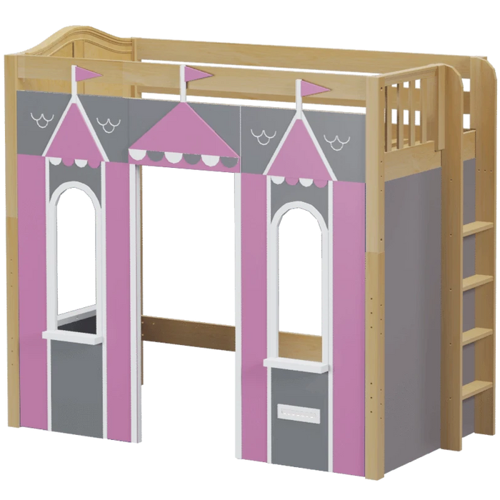 Maxtrix Twin High Loft Bed with Straight Ladder + Playhouse Panels