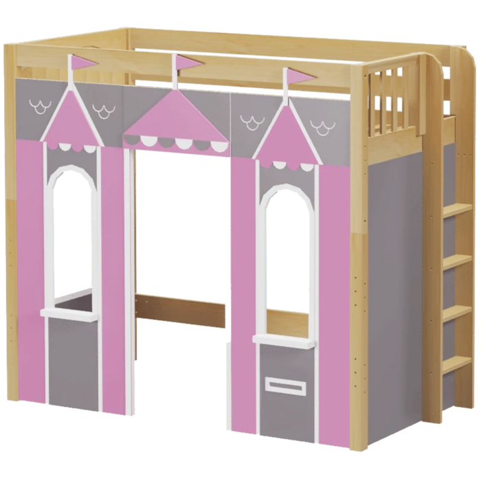 Maxtrix Twin High Loft Bed with Straight Ladder + Playhouse Panels