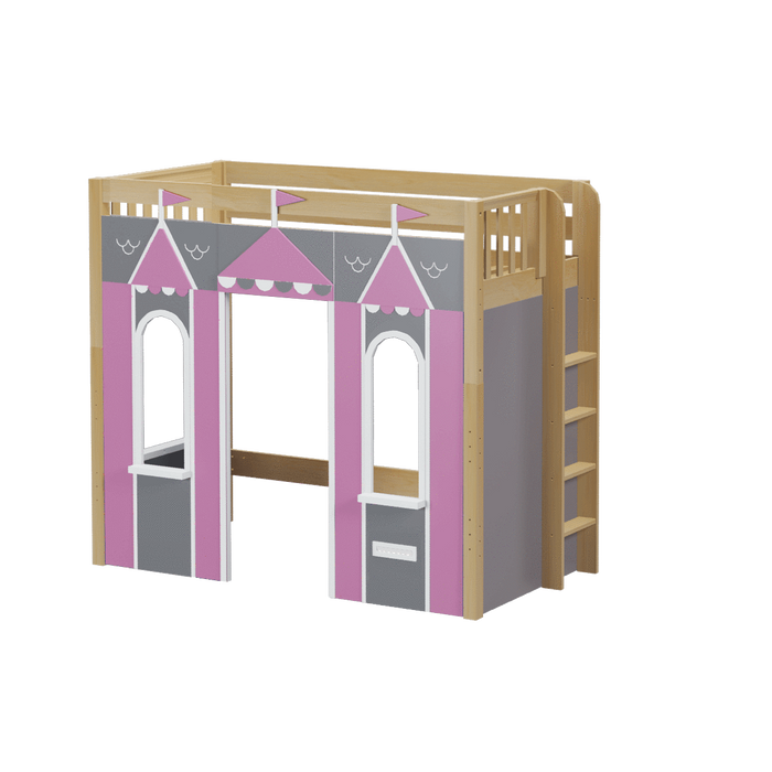 Maxtrix Twin High Loft Bed with Straight Ladder + Playhouse Panels