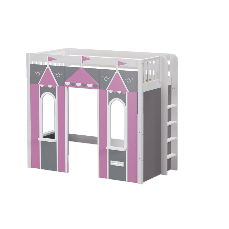 Maxtrix Twin High Loft Bed with Straight Ladder + Playhouse Panels