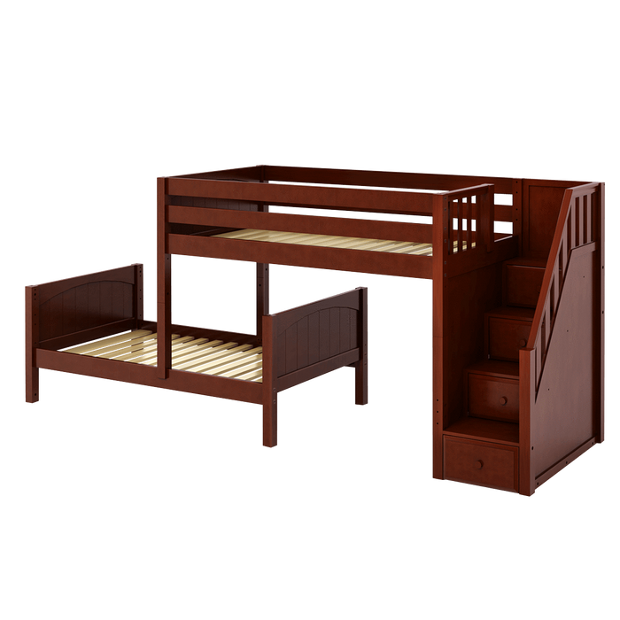 Maxtrix Twin L-Shaped Bunk Bed with Stairs