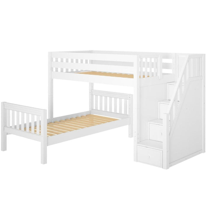 Maxtrix Twin L-Shaped Bunk Bed with Stairs