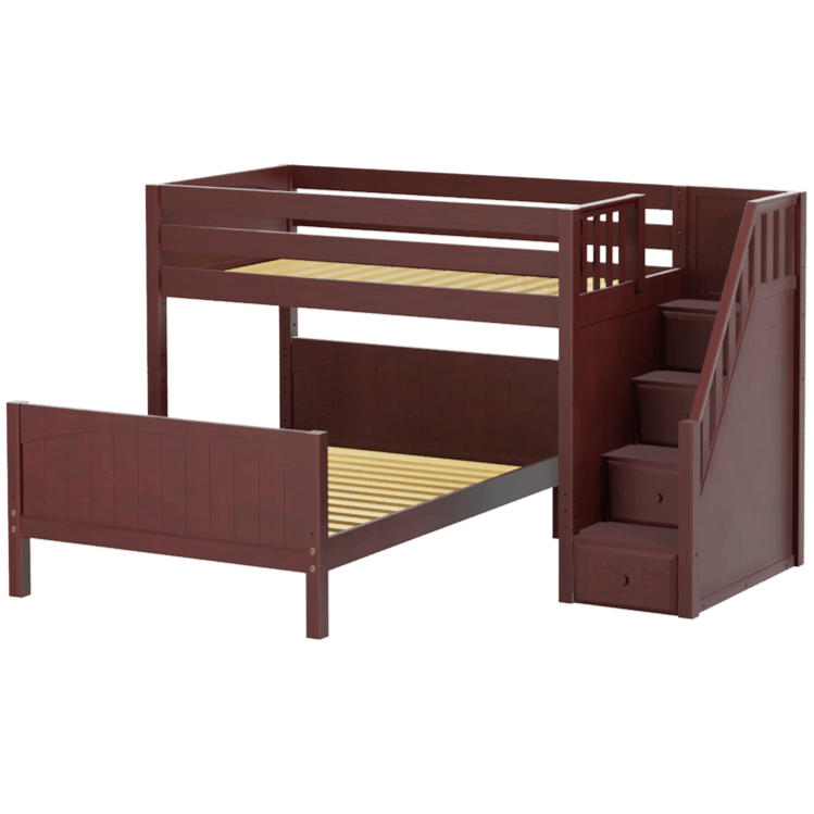 Maxtrix L-Shaped Twin over Full Bunk Bed with Stairs