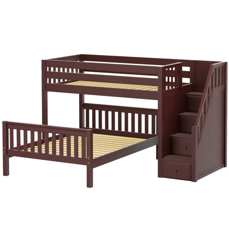 Maxtrix L-Shaped Twin over Full Bunk Bed with Stairs