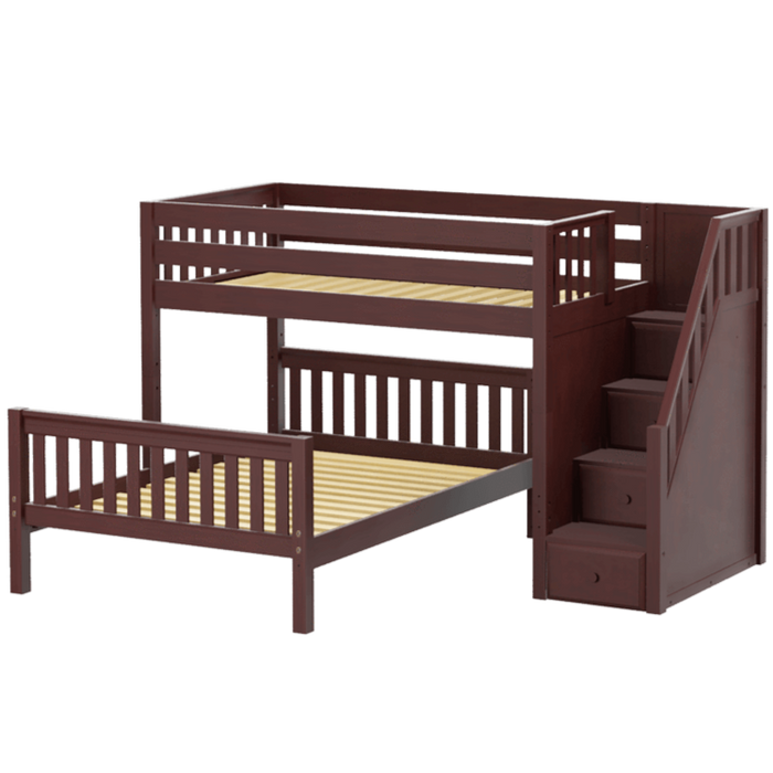 Maxtrix L-Shaped Twin over Full Bunk Bed with Stairs