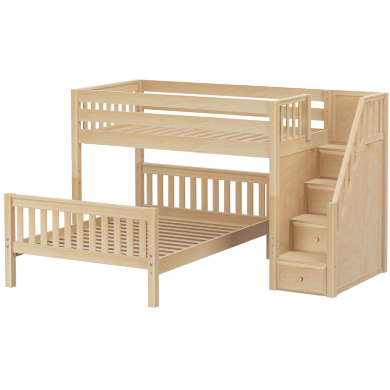 Maxtrix L-Shaped Twin over Full Bunk Bed with Stairs