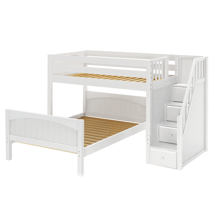 Maxtrix L-Shaped Twin over Full Bunk Bed with Stairs