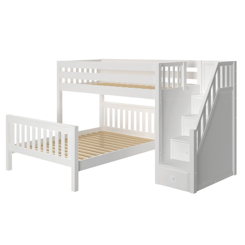 Maxtrix L-Shaped Twin over Full Bunk Bed with Stairs