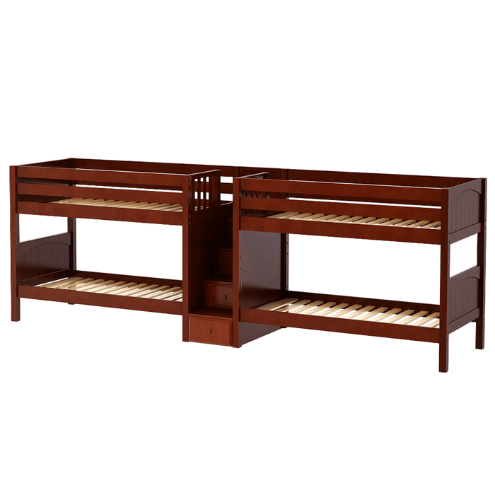 Maxtrix Twin Low Quadruple Bunk Bed with Stairs