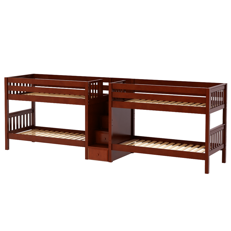 Maxtrix Twin Low Quadruple Bunk Bed with Stairs