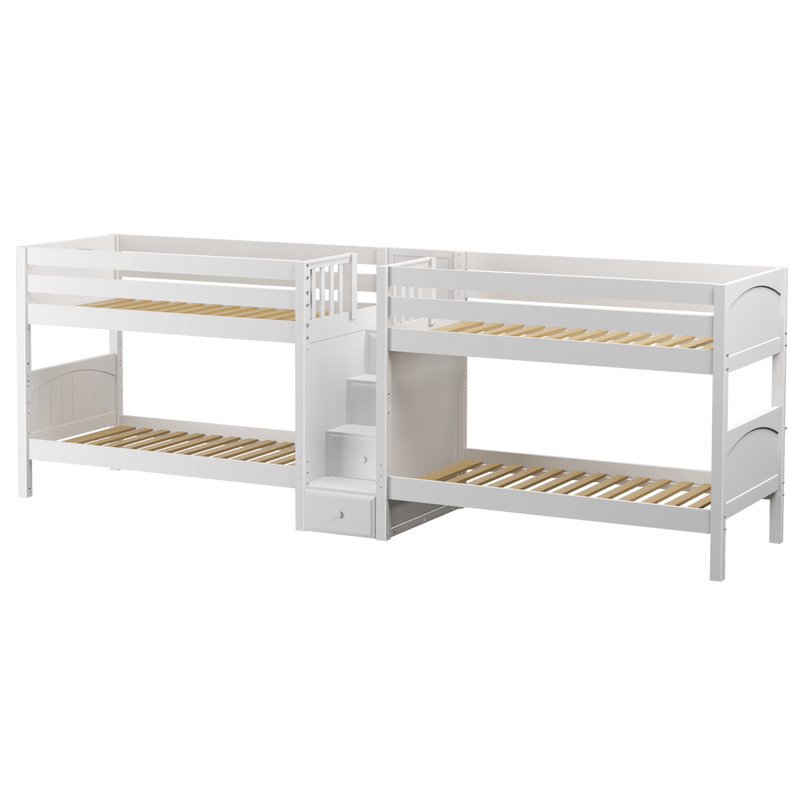 Maxtrix Twin Low Quadruple Bunk Bed with Stairs
