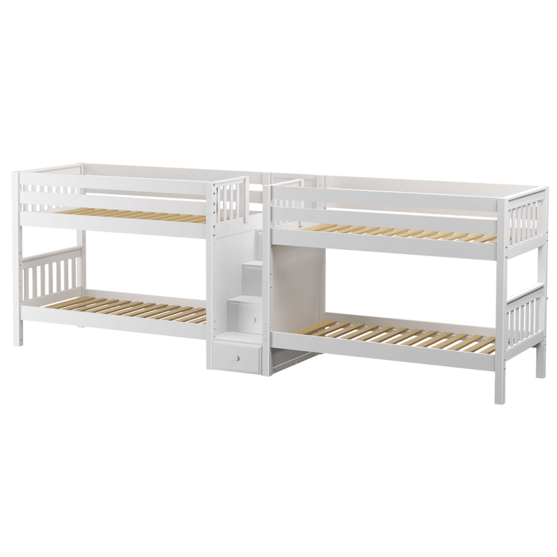 Maxtrix Twin Low Quadruple Bunk Bed with Stairs