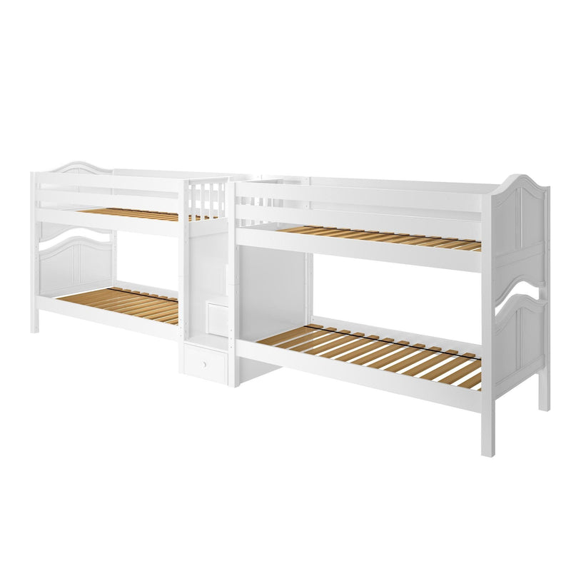 Maxtrix Twin Low Quadruple Bunk Bed with Stairs