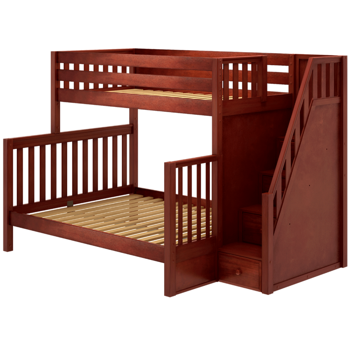 Maxtrix High Full XL over Queen Bunk Bed with Stairs