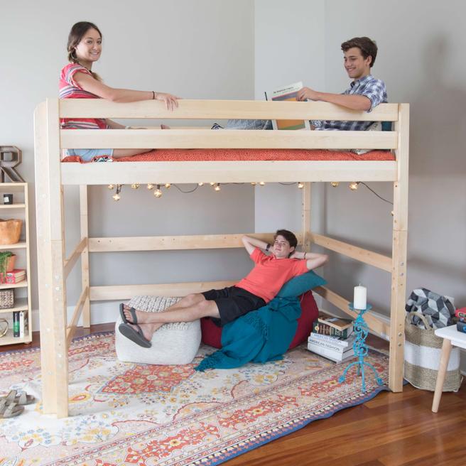 Maxtrix Queen High Loft Bed + Corner Desk