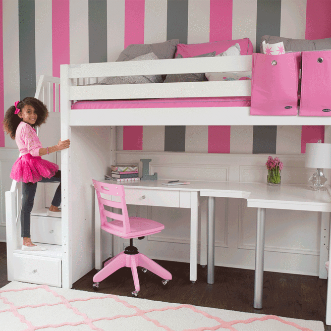 Maxtrix Twin High Loft Bed with Stairs
